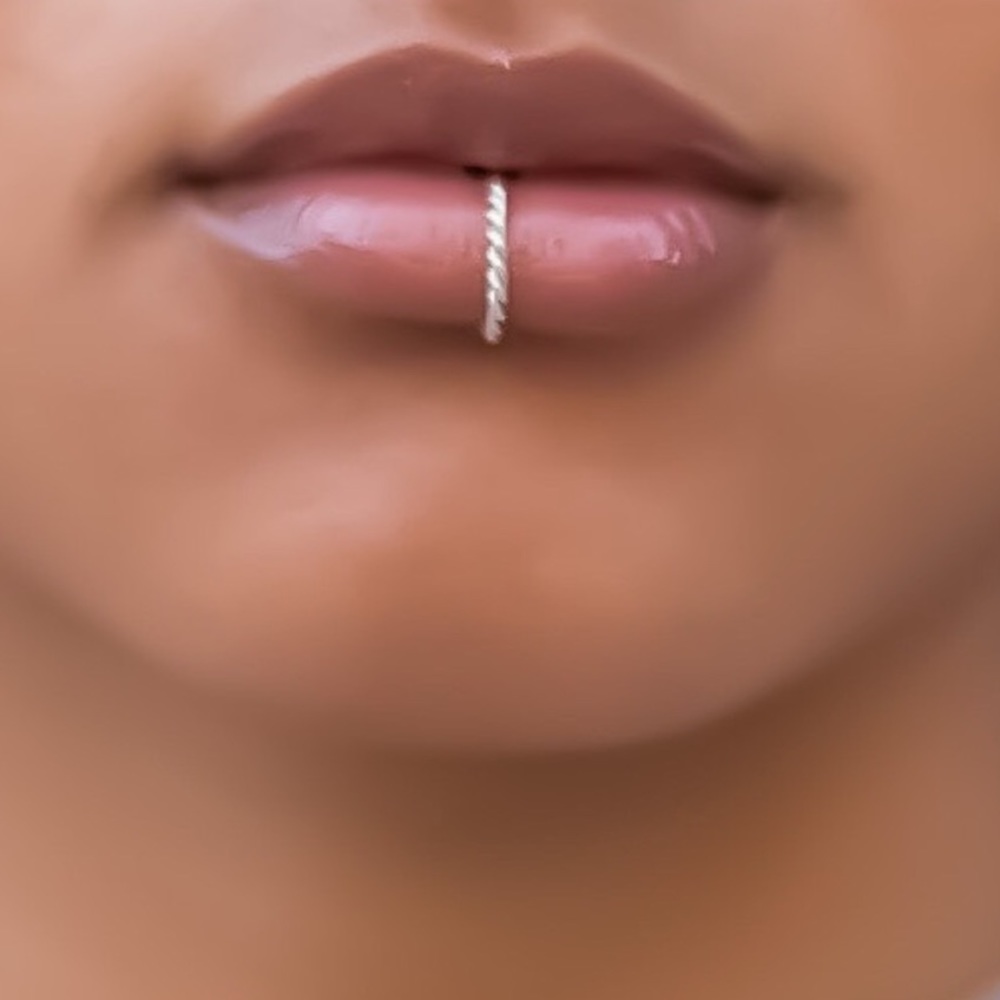 4 x 925 Sterling Silver Roped Fake Clip On Lip Ring Hoop Cuff Nonpierced